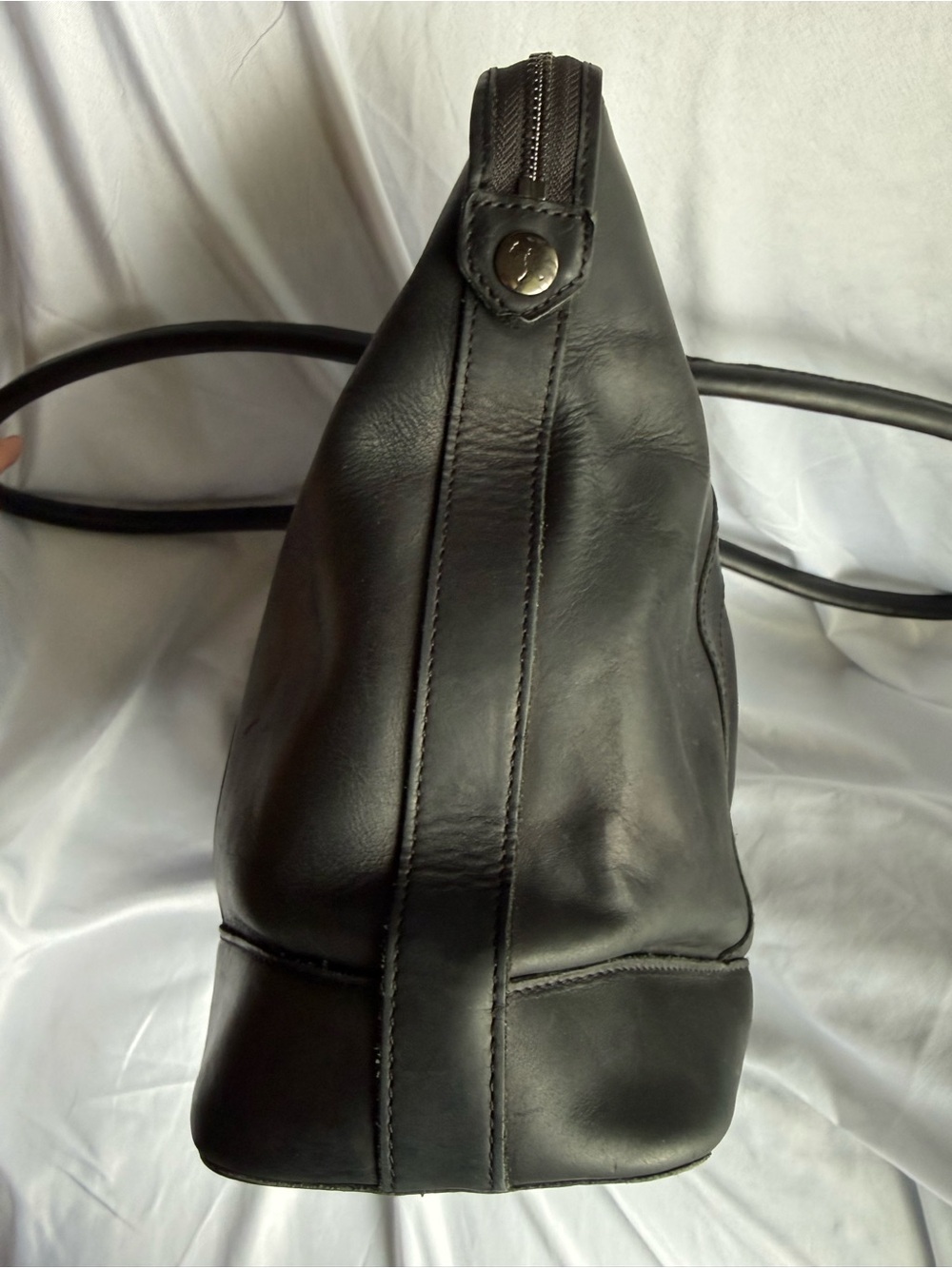 Baseballism Sleek Black Leather Tote with Dual Top Handles - Picture 13 of 16
